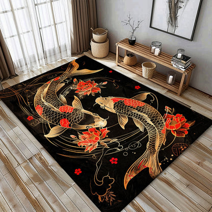 Koi Fish Themed Carpet for Living Room – A Perfect Gift for Enhancing Your Home's Aesthetic Appeal, Koi Rugs, Koi Fish Rug Carpet for Koi Lovers Size 5x8, 4x6, 3x5, 2x3 FT Koi 90