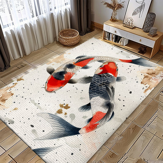 Stunning Koi Fish Area Rug for Bedrooms – Add a Touch of Nature and Sophistication to Your Interior, Koi Rugs, Koi Fish Rug Carpet for Koi Lovers Size 5x8, 4x6, 3x5, 2x3 FT Koi 89