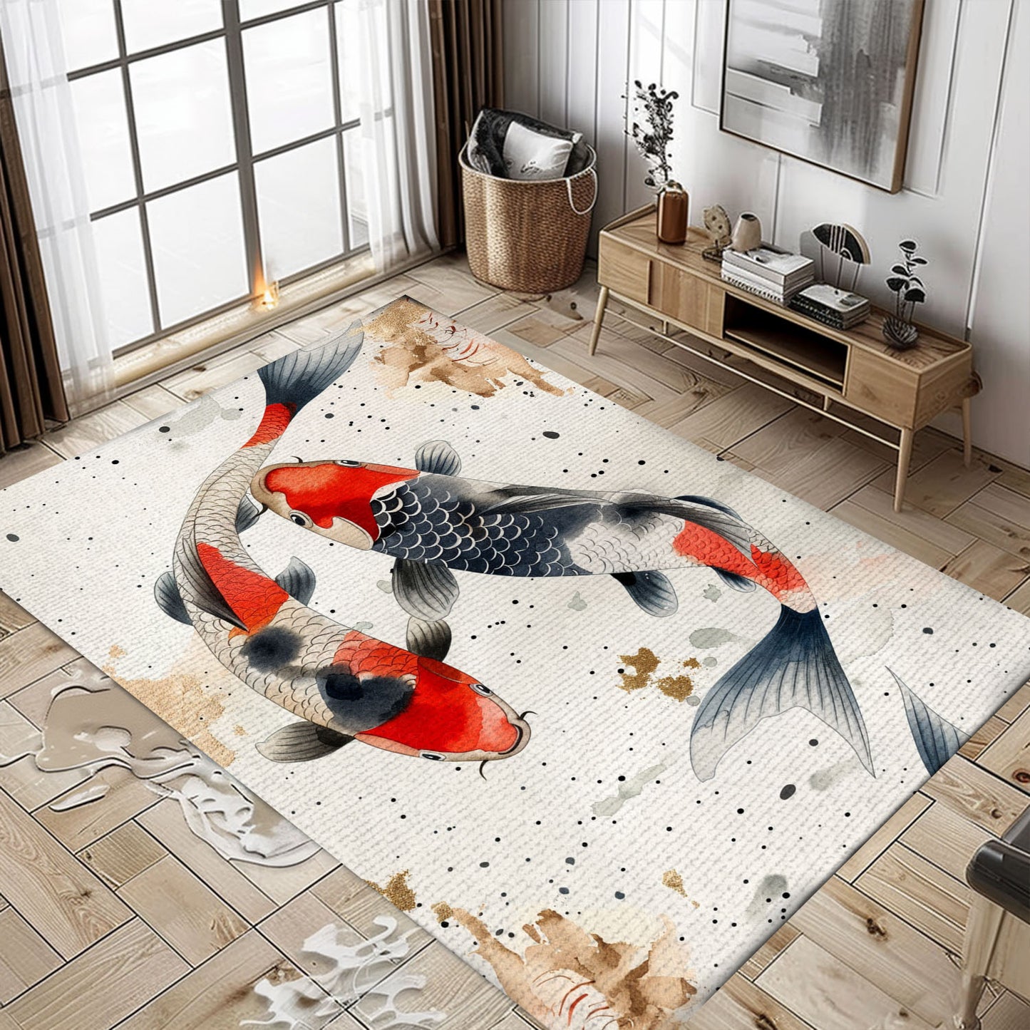 Stunning Koi Fish Area Rug for Bedrooms – Add a Touch of Nature and Sophistication to Your Interior, Koi Rugs, Koi Fish Rug Carpet for Koi Lovers Size 5x8, 4x6, 3x5, 2x3 FT Koi 89