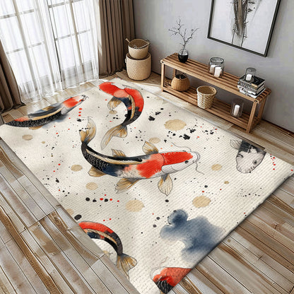 Decorative Koi Fish Carpet for Living Room – An Exquisite Gift for Koi Fish Lovers and Art Enthusiasts, Koi Rugs, Koi Fish Rug Carpet for Koi Lovers Size 5x8, 4x6, 3x5, 2x3 FT Koi 88