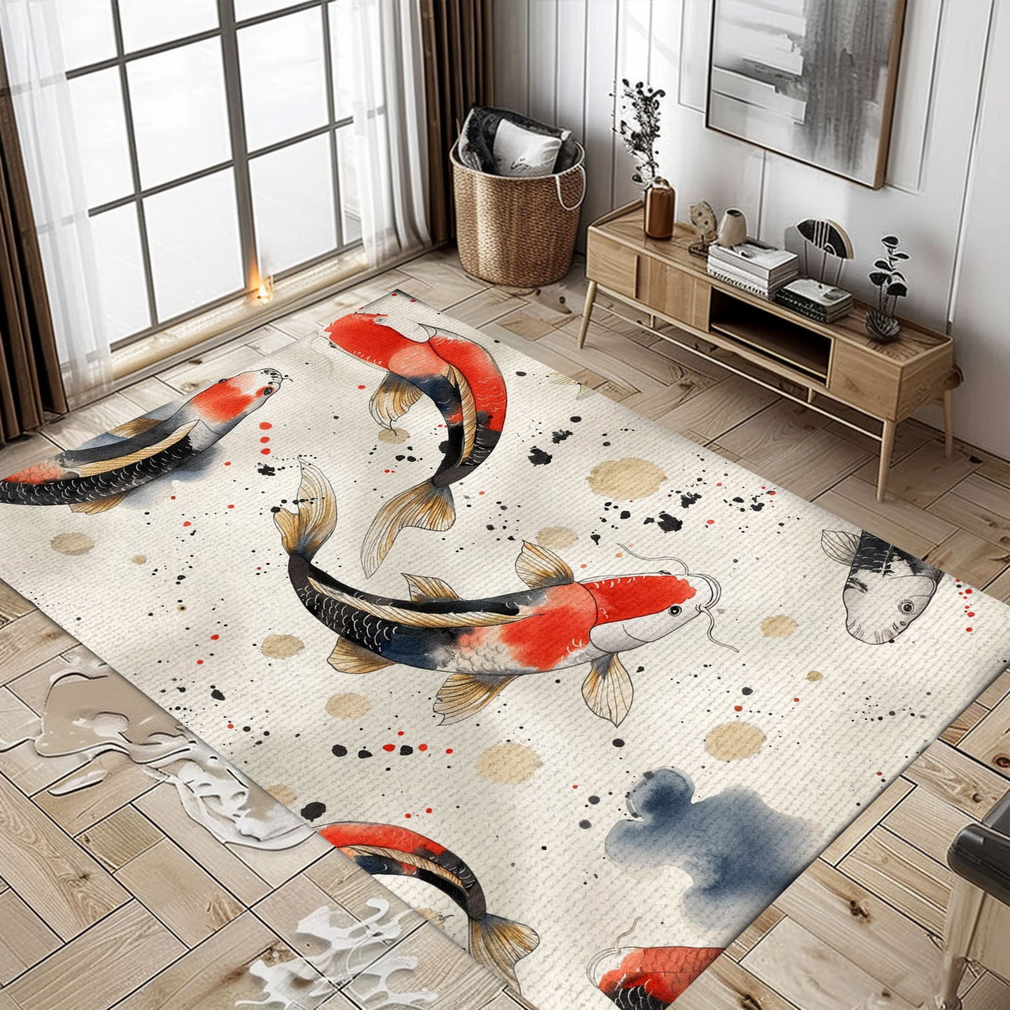 Decorative Koi Fish Carpet for Living Room – An Exquisite Gift for Koi Fish Lovers and Art Enthusiasts, Koi Rugs, Koi Fish Rug Carpet for Koi Lovers Size 5x8, 4x6, 3x5, 2x3 FT Koi 88