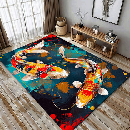 Elegant Koi Fish Rugs for Living Room – A Beautiful Addition to Any Home and a Great Gift for Koi Lovers, Koi Rugs, Koi Fish Rug Carpet for Koi Lovers Size 5x8, 4x6, 3x5, 2x3 FT Koi 98