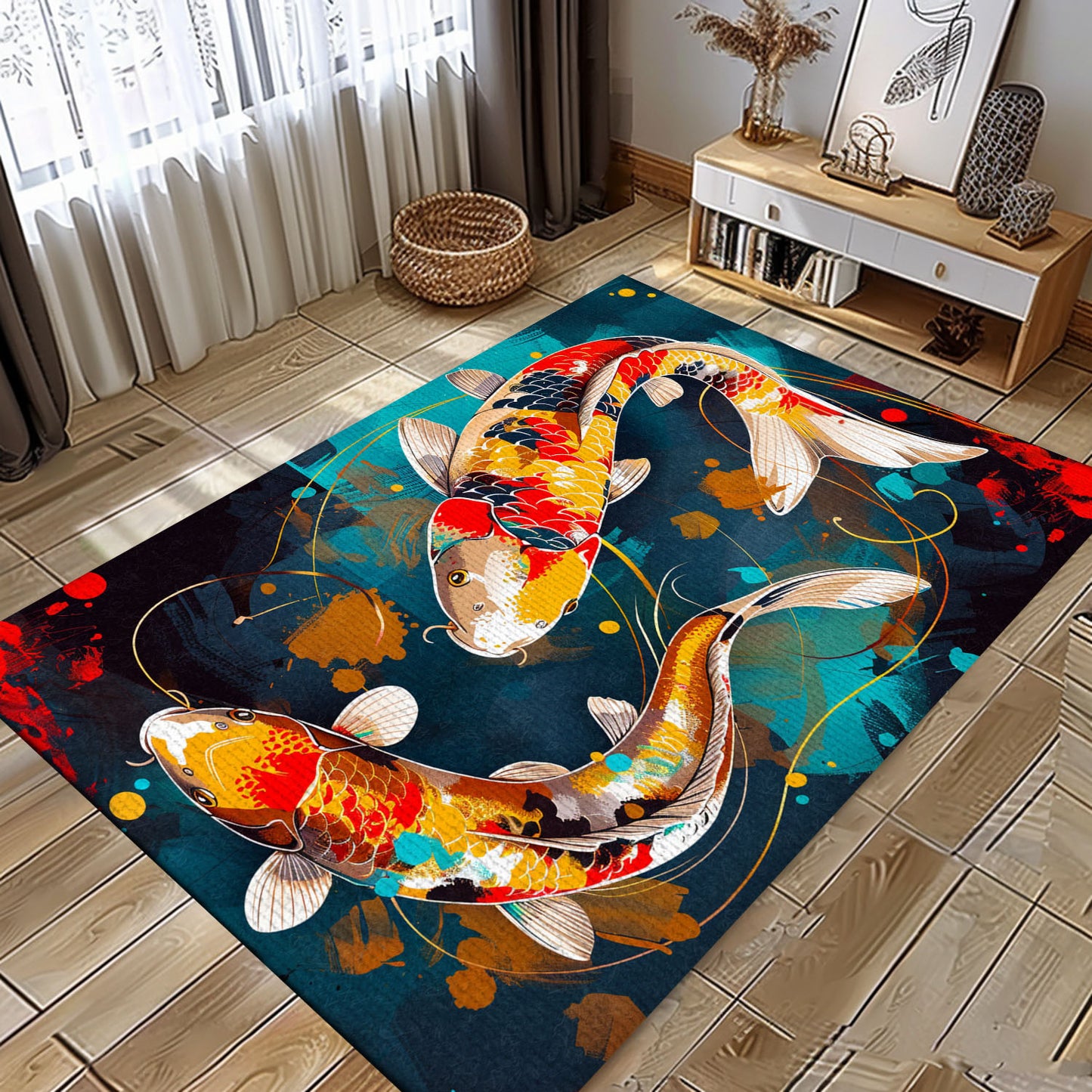 Elegant Koi Fish Rugs for Living Room – A Beautiful Addition to Any Home and a Great Gift for Koi Lovers, Koi Rugs, Koi Fish Rug Carpet for Koi Lovers Size 5x8, 4x6, 3x5, 2x3 FT Koi 98