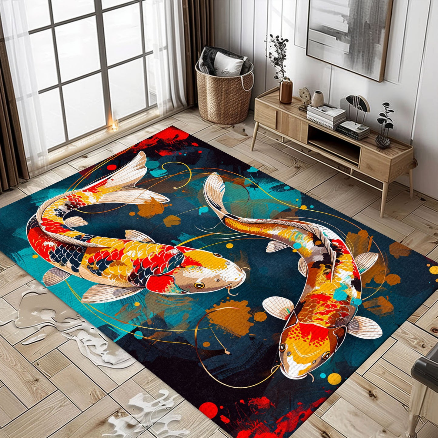 Elegant Koi Fish Rugs for Living Room – A Beautiful Addition to Any Home and a Great Gift for Koi Lovers, Koi Rugs, Koi Fish Rug Carpet for Koi Lovers Size 5x8, 4x6, 3x5, 2x3 FT Koi 98