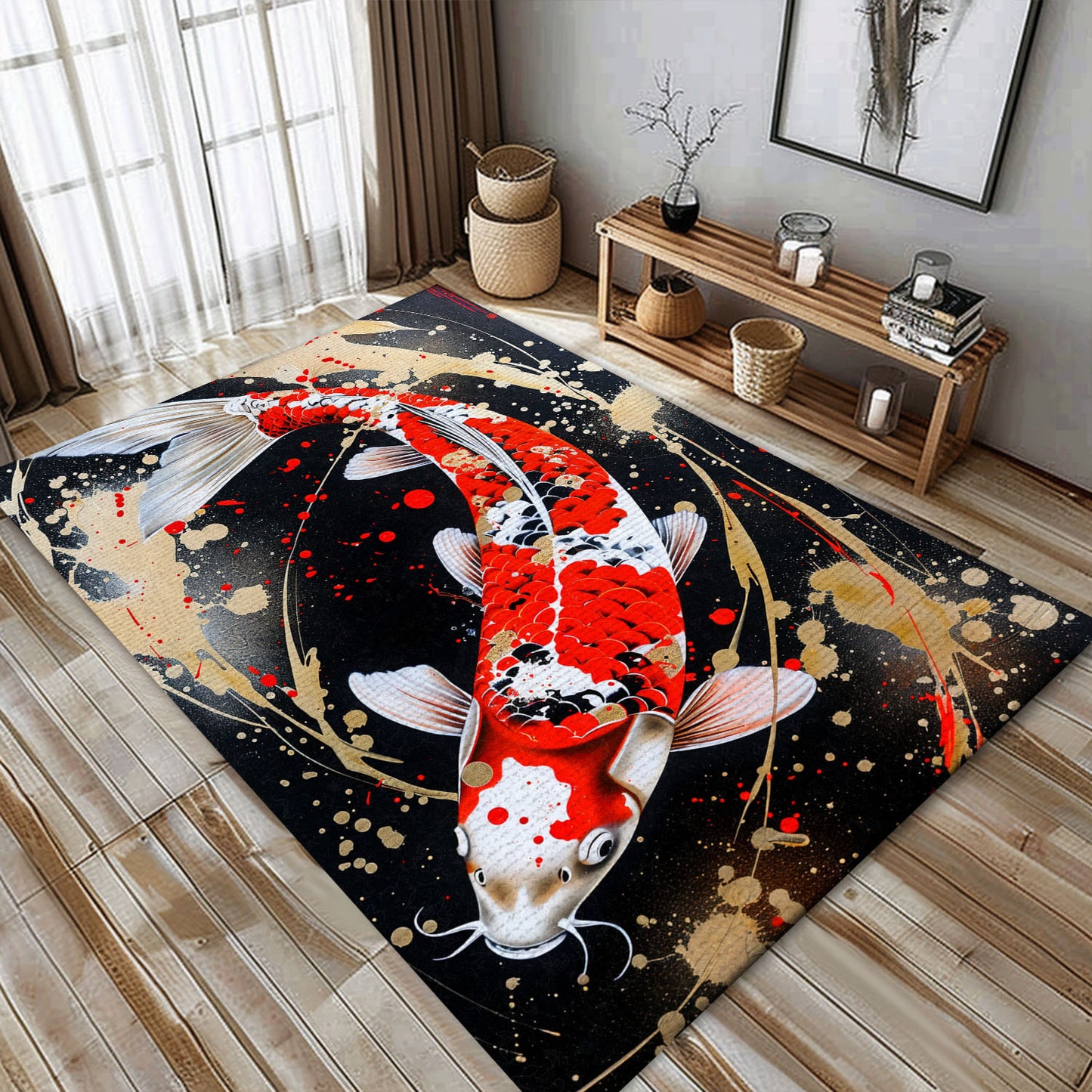 Unique Koi Fish Carpet for Living Room – Ideal for Adding a Zen-like Atmosphere to Your Home Decor, Koi Rugs, Koi Fish Rug Carpet for Koi Lovers Size 5x8, 4x6, 3x5, 2x3 FT Koi 86