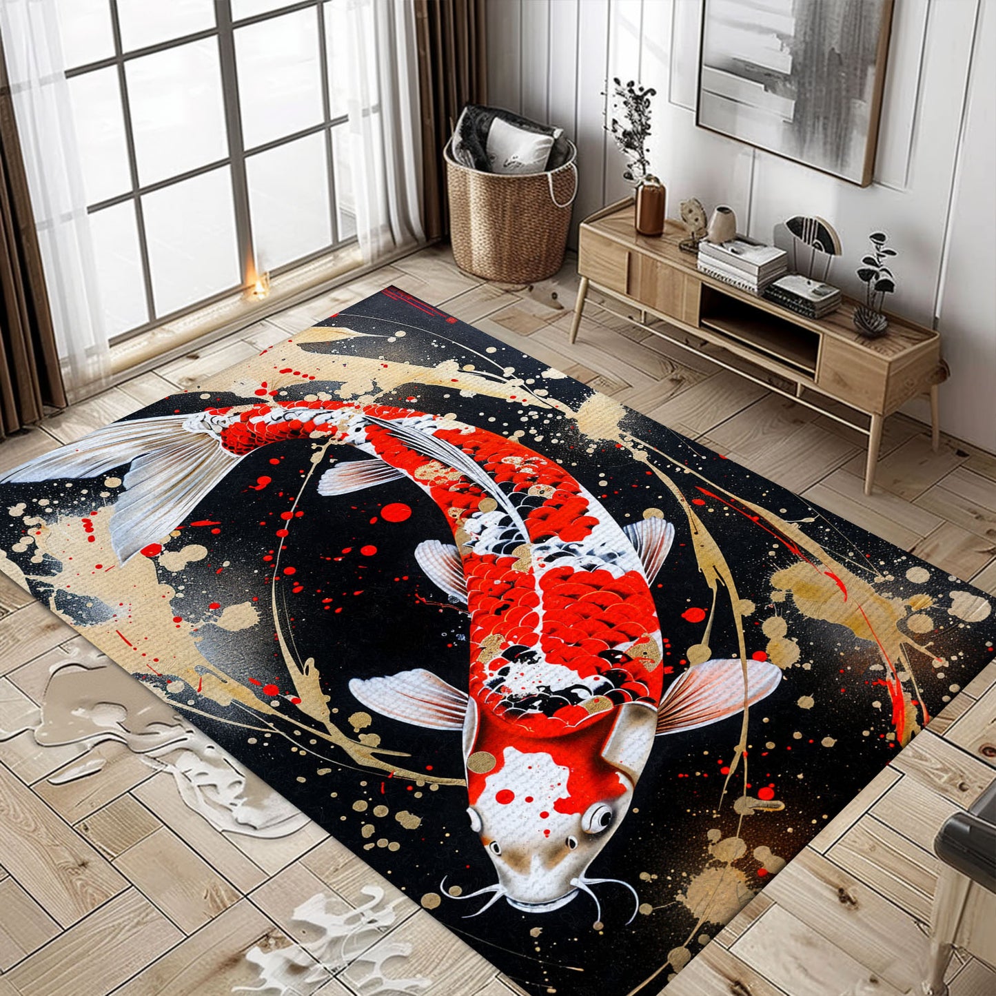 Unique Koi Fish Carpet for Living Room – Ideal for Adding a Zen-like Atmosphere to Your Home Decor, Koi Rugs, Koi Fish Rug Carpet for Koi Lovers Size 5x8, 4x6, 3x5, 2x3 FT Koi 86