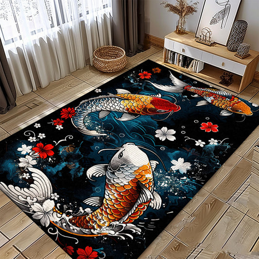 Stylish Koi Fish Area Rug for Bedroom – Perfect Gift Idea for Those Who Love Koi Fish and Tranquil Designs, Koi Rugs, Koi Fish Rug Carpet for Koi Lovers Size 5x8, 4x6, 3x5, 2x3 FT Koi 85