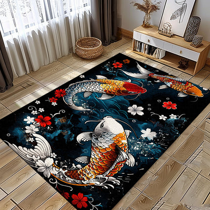 Stylish Koi Fish Area Rug for Bedroom – Perfect Gift Idea for Those Who Love Koi Fish and Tranquil Designs, Koi Rugs, Koi Fish Rug Carpet for Koi Lovers Size 5x8, 4x6, 3x5, 2x3 FT Koi 85