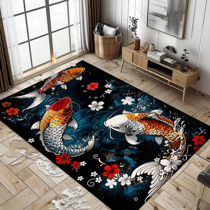 Stylish Koi Fish Area Rug for Bedroom – Perfect Gift Idea for Those Who Love Koi Fish and Tranquil Designs, Koi Rugs, Koi Fish Rug Carpet for Koi Lovers Size 5x8, 4x6, 3x5, 2x3 FT Koi 85