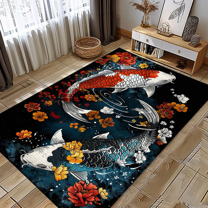 Artistic Koi Fish Themed Rug for Living Room Decor – Enhance Your Space with This Beautiful Koi Design, Koi Rugs, Koi Fish Rug Carpet for Koi Lovers Size 5x8, 4x6, 3x5, 2x3 FT Koi 84