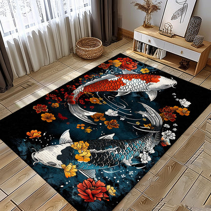 Artistic Koi Fish Themed Rug for Living Room Decor – Enhance Your Space with This Beautiful Koi Design, Koi Rugs, Koi Fish Rug Carpet for Koi Lovers Size 5x8, 4x6, 3x5, 2x3 FT Koi 84