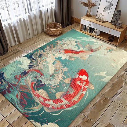 Vibrant Koi Fish Area Rug for Bedrooms – A Unique and Thoughtful Gift for Koi Fish Admirers, Koi Rugs, Koi Fish Rug Carpet for Koi Lovers Size 5x8, 4x6, 3x5, 2x3 FT Koi 83