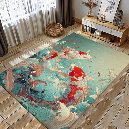 Elegant Koi Fish Carpet for Living Spaces – Ideal for Adding a Touch of Serenity and Style to Your Home, Koi Rugs, Koi Fish Rug Carpet for Koi Lovers Size 5x8, 4x6, 3x5, 2x3 FT Koi 82