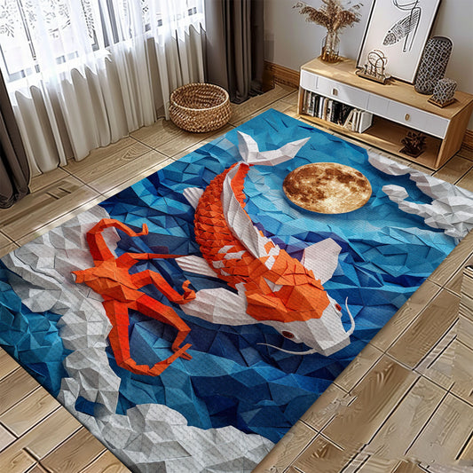 Luxurious Koi Fish Area Rug for Living Room and Bedroom – Perfect Gift for Koi Enthusiasts and Fish Lovers, Koi Rugs, Koi Fish Rug Carpet for Koi Lovers Size 5x8, 4x6, 3x5, 2x3 FT Koi 81