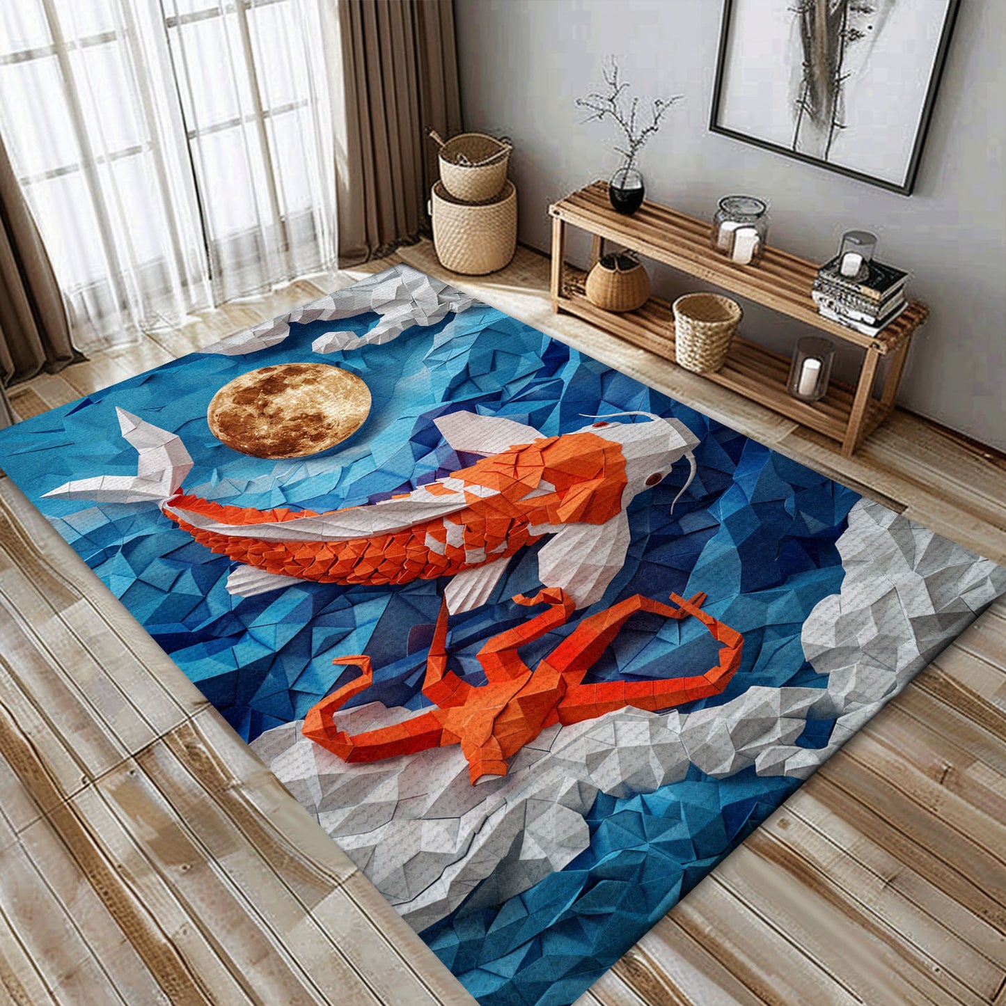 Luxurious Koi Fish Area Rug for Living Room and Bedroom – Perfect Gift for Koi Enthusiasts and Fish Lovers, Koi Rugs, Koi Fish Rug Carpet for Koi Lovers Size 5x8, 4x6, 3x5, 2x3 FT Koi 81