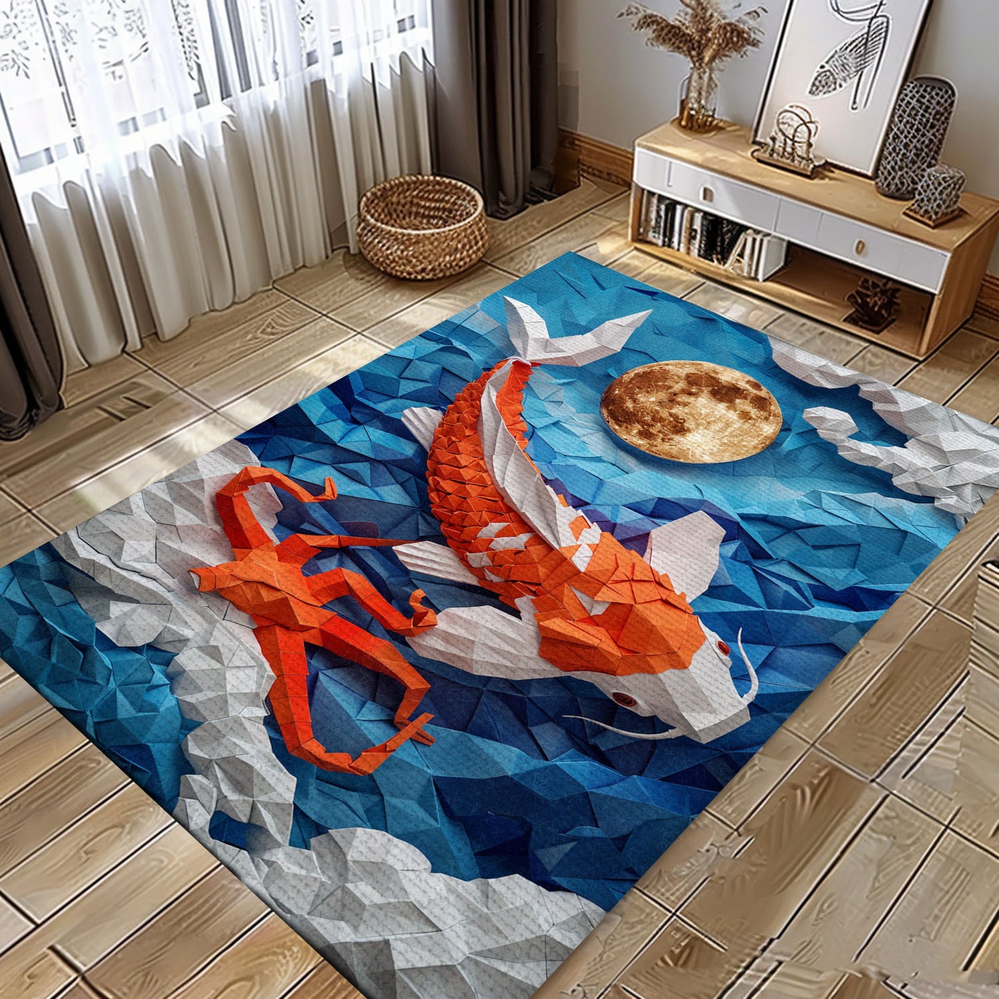 Luxurious Koi Fish Area Rug for Living Room and Bedroom – Perfect Gift for Koi Enthusiasts and Fish Lovers, Koi Rugs, Koi Fish Rug Carpet for Koi Lovers Size 5x8, 4x6, 3x5, 2x3 FT Koi 81