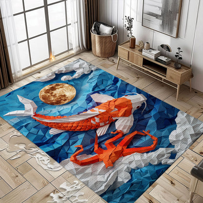 Luxurious Koi Fish Area Rug for Living Room and Bedroom – Perfect Gift for Koi Enthusiasts and Fish Lovers, Koi Rugs, Koi Fish Rug Carpet for Koi Lovers Size 5x8, 4x6, 3x5, 2x3 FT Koi 81