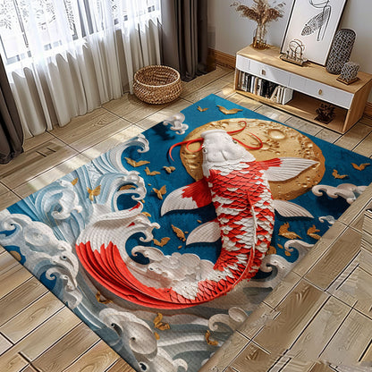 Luxurious Koi Fish Area Rug for Bedroom or Living Room - Excellent Gift for Koi Fish Admirers, Koi Rugs, Koi Fish Rug Carpet for Koi Lovers Size 5x8, 4x6, 3x5, 2x3 FT Koi 79