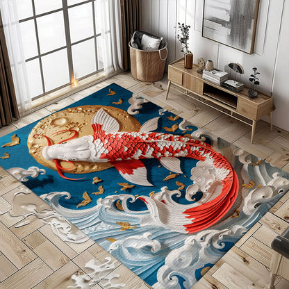 Luxurious Koi Fish Area Rug for Bedroom or Living Room - Excellent Gift for Koi Fish Admirers, Koi Rugs, Koi Fish Rug Carpet for Koi Lovers Size 5x8, 4x6, 3x5, 2x3 FT Koi 79