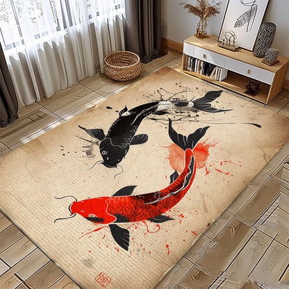 Premium Koi Fish Area Rug for Bedrooms – Perfect for Creating a Calming and Elegant Ambiance, Koi Rugs, Koi Fish Rug Carpet for Koi Lovers Size 5x8, 4x6, 3x5, 2x3 FT Koi 87