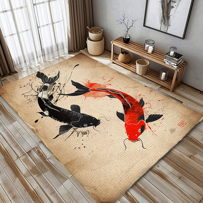 Premium Koi Fish Area Rug for Bedrooms – Perfect for Creating a Calming and Elegant Ambiance, Koi Rugs, Koi Fish Rug Carpet for Koi Lovers Size 5x8, 4x6, 3x5, 2x3 FT Koi 87