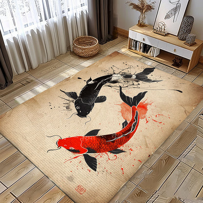 Premium Koi Fish Area Rug for Bedrooms – Perfect for Creating a Calming and Elegant Ambiance, Koi Rugs, Koi Fish Rug Carpet for Koi Lovers Size 5x8, 4x6, 3x5, 2x3 FT Koi 87