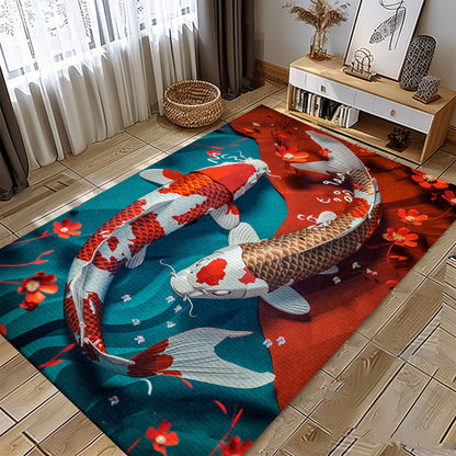 Koi Fish Area Rug for Bedroom or Living Room - Ideal Present for Koi Fish Lovers, Koi Rugs, Koi Fish Rug Carpet for Koi Lovers Size 5x8, 4x6, 3x5, 2x3 FT Koi 72