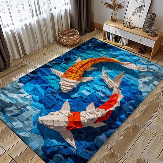 Stunning Koi Fish Area Rug to Beautify Your Living Room or Bedroom - Perfect for Koi Fish Lovers, Koi Rugs, Koi Fish Rug Carpet for Koi Lovers Size 5x8, 4x6, 3x5, 2x3 FT Koi 70