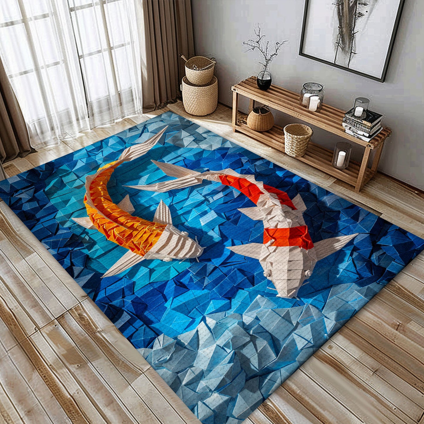 Stunning Koi Fish Area Rug to Beautify Your Living Room or Bedroom - Perfect for Koi Fish Lovers, Koi Rugs, Koi Fish Rug Carpet for Koi Lovers Size 5x8, 4x6, 3x5, 2x3 FT Koi 70