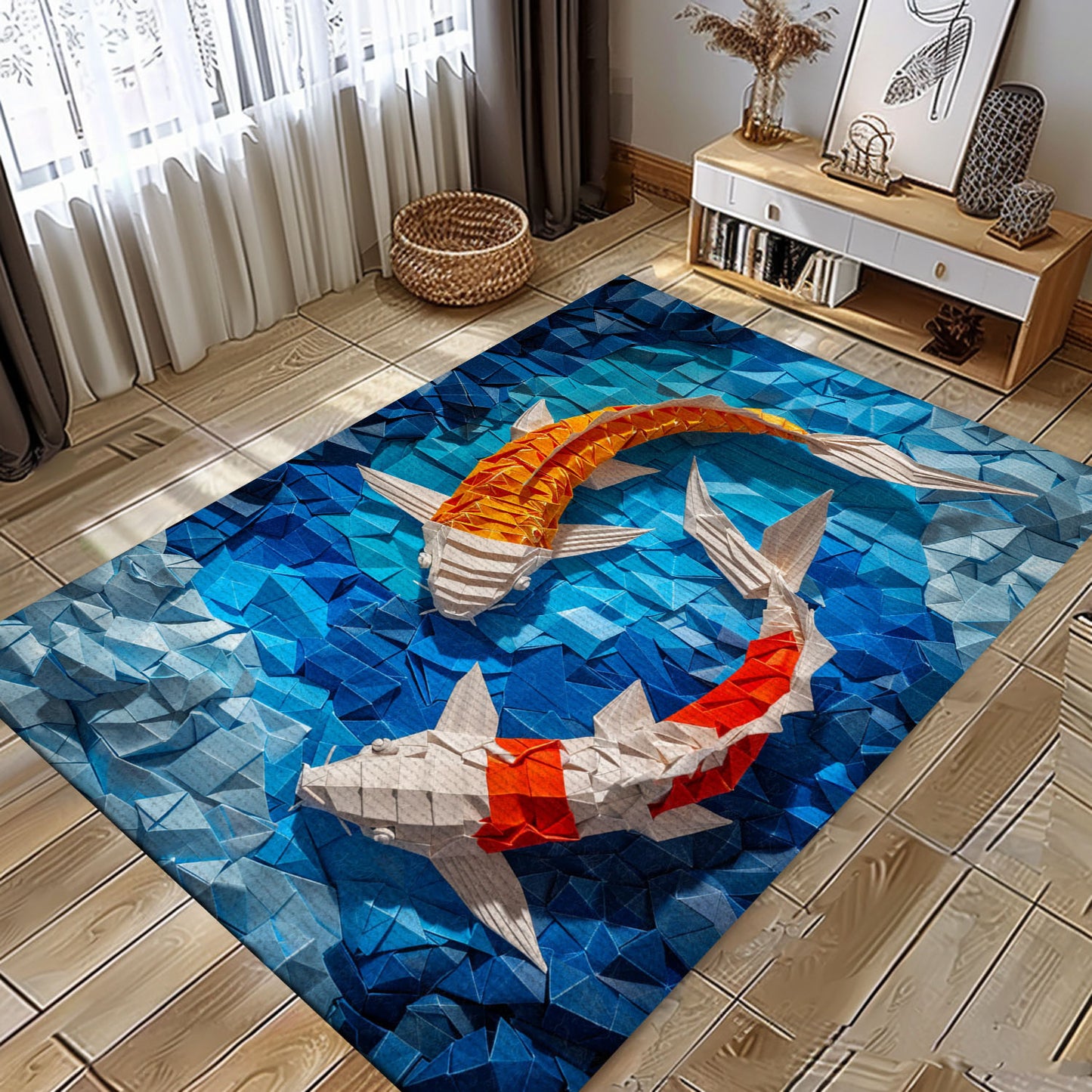 Stunning Koi Fish Area Rug to Beautify Your Living Room or Bedroom - Perfect for Koi Fish Lovers, Koi Rugs, Koi Fish Rug Carpet for Koi Lovers Size 5x8, 4x6, 3x5, 2x3 FT Koi 70