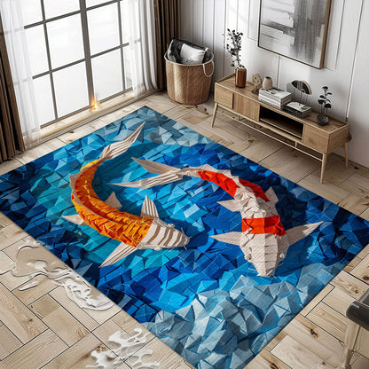 Stunning Koi Fish Area Rug to Beautify Your Living Room or Bedroom - Perfect for Koi Fish Lovers, Koi Rugs, Koi Fish Rug Carpet for Koi Lovers Size 5x8, 4x6, 3x5, 2x3 FT Koi 70