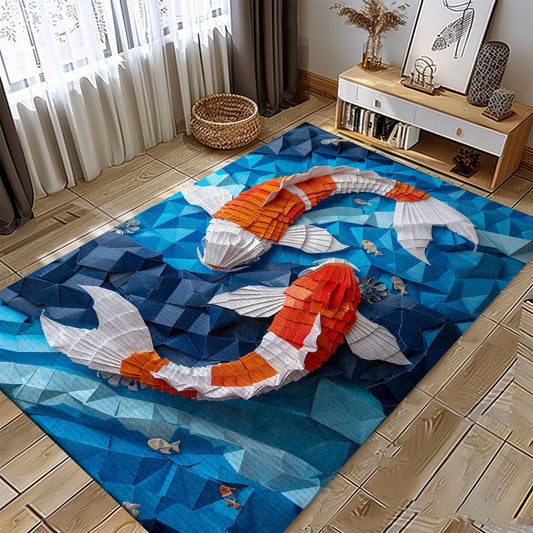 Elegant Koi Fish Area Rug for Bedrooms and Living Rooms - A Delightful Gift for Koi Fish Admirers, Koi Rugs, Koi Fish Rug Carpet for Koi Lovers Size 5x8, 4x6, 3x5, 2x3 FT Koi 69