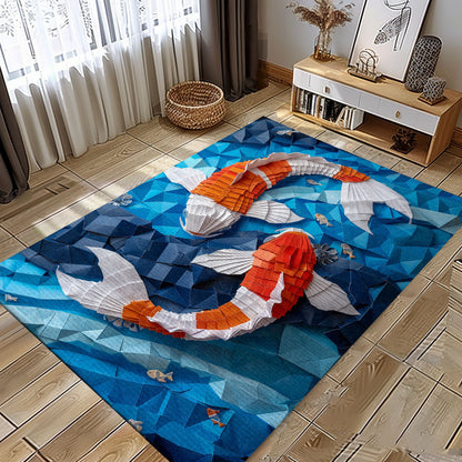 Elegant Koi Fish Area Rug for Bedrooms and Living Rooms - A Delightful Gift for Koi Fish Admirers, Koi Rugs, Koi Fish Rug Carpet for Koi Lovers Size 5x8, 4x6, 3x5, 2x3 FT Koi 69