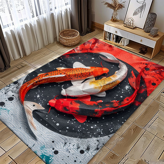 Eye-Catching Koi Fish Area Rug for Home Decor in Living Room or Bedroom - Ideal for Koi Fish Fans, Koi Rugs, Koi Fish Rug Carpet for Koi Lovers Size 5x8, 4x6, 3x5, 2x3 FT Koi 68