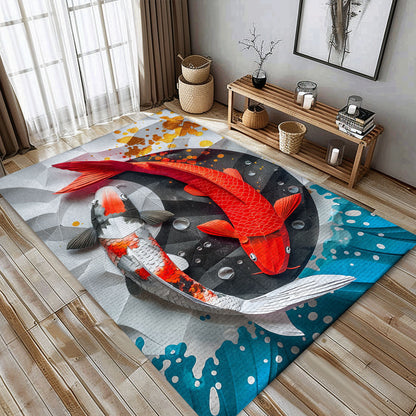 Charming Koi Fish Area Rug for Living Room or Bedroom - Unique Gift Idea for Koi Fish Enthusiasts, Koi Rugs, Koi Fish Rug Carpet for Koi Lovers Size 5x8, 4x6, 3x5, 2x3 FT Koi 67