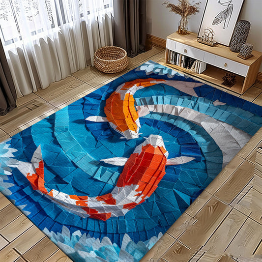 Beautiful Koi Fish Area Rug for Bedroom or Living Room - Excellent Gift for Koi Fish Lovers, Koi Rugs, Koi Fish Rug Carpet for Koi Lovers Size 5x8, 4x6, 3x5, 2x3 FT Koi 66