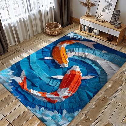 Beautiful Koi Fish Area Rug for Bedroom or Living Room - Excellent Gift for Koi Fish Lovers, Koi Rugs, Koi Fish Rug Carpet for Koi Lovers Size 5x8, 4x6, 3x5, 2x3 FT Koi 66