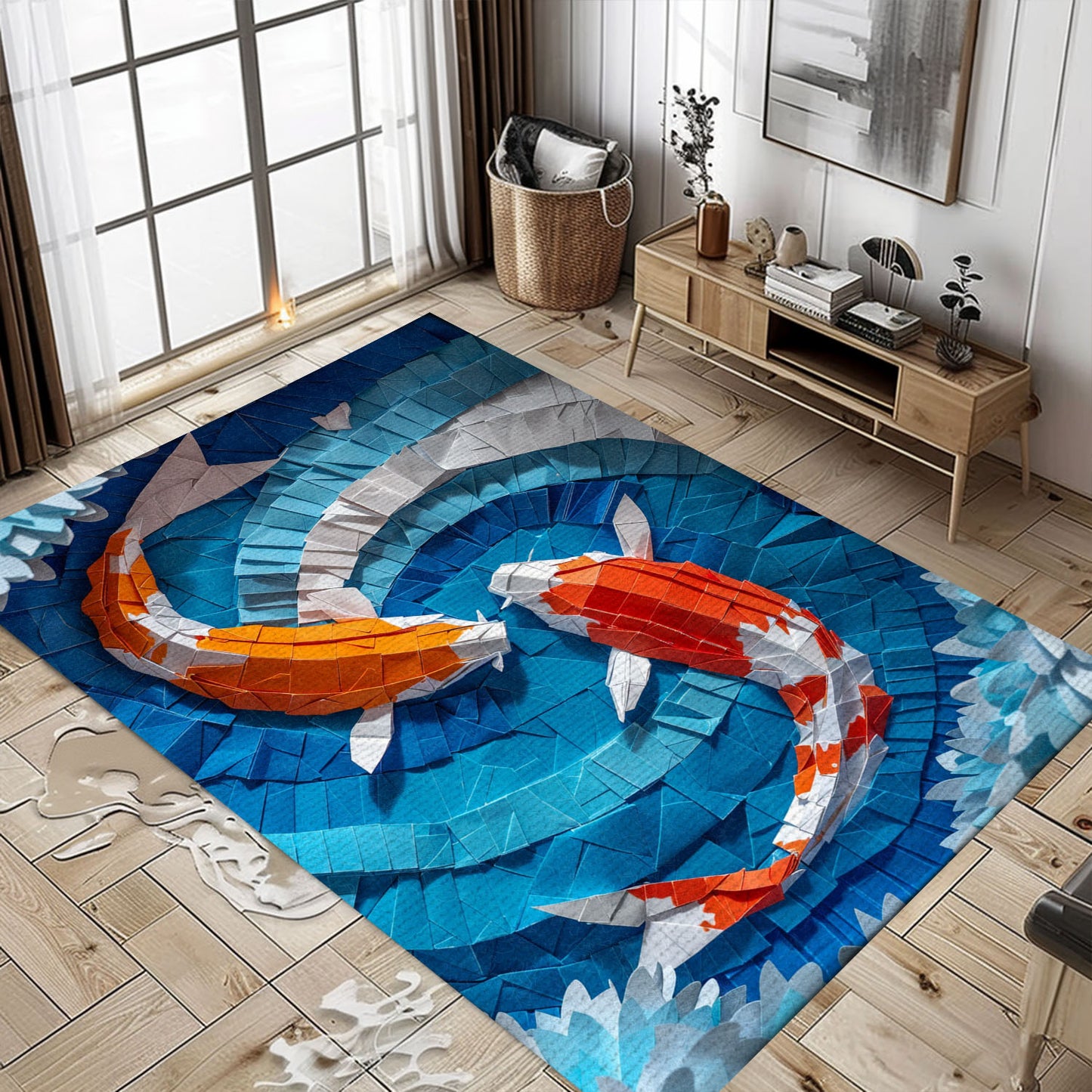 Beautiful Koi Fish Area Rug for Bedroom or Living Room - Excellent Gift for Koi Fish Lovers, Koi Rugs, Koi Fish Rug Carpet for Koi Lovers Size 5x8, 4x6, 3x5, 2x3 FT Koi 66