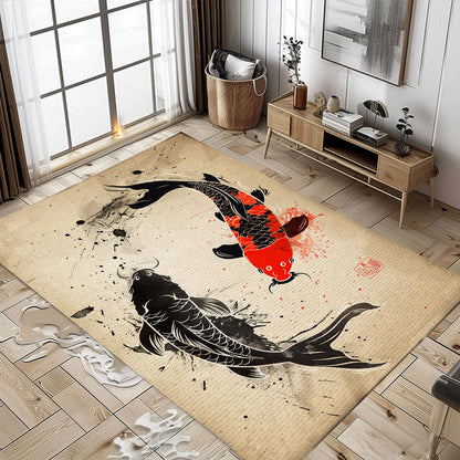 Elegant Koi Fish Area Rug for Bedrooms and Living Rooms - Thoughtful Gift for Koi Fish Enthusiasts, Koi Rugs, Koi Fish Rug Carpet for Koi Lovers Size 5x8, 4x6, 3x5, 2x3 FT Koi 76