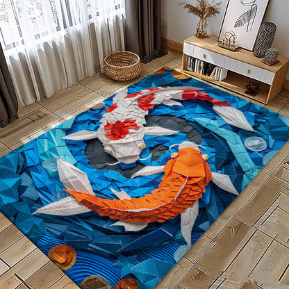 Koi Fish Area Rug for Living Rooms and Bedrooms - Perfect for Koi Fish Lovers, Koi Rugs, Koi Fish Rug Carpet for Koi Lovers Size 5x8, 4x6, 3x5, 2x3 FT Koi 64