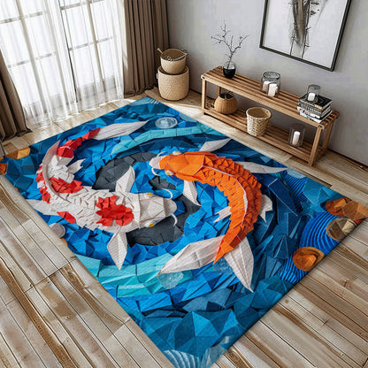 Koi Fish Area Rug for Living Rooms and Bedrooms - Perfect for Koi Fish Lovers, Koi Rugs, Koi Fish Rug Carpet for Koi Lovers Size 5x8, 4x6, 3x5, 2x3 FT Koi 64