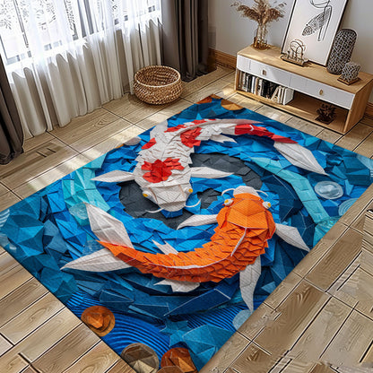 Koi Fish Area Rug for Living Rooms and Bedrooms - Perfect for Koi Fish Lovers, Koi Rugs, Koi Fish Rug Carpet for Koi Lovers Size 5x8, 4x6, 3x5, 2x3 FT Koi 64