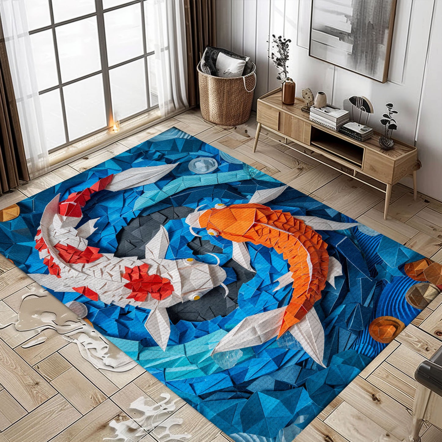 Koi Fish Area Rug for Living Rooms and Bedrooms - Perfect for Koi Fish Lovers, Koi Rugs, Koi Fish Rug Carpet for Koi Lovers Size 5x8, 4x6, 3x5, 2x3 FT Koi 64