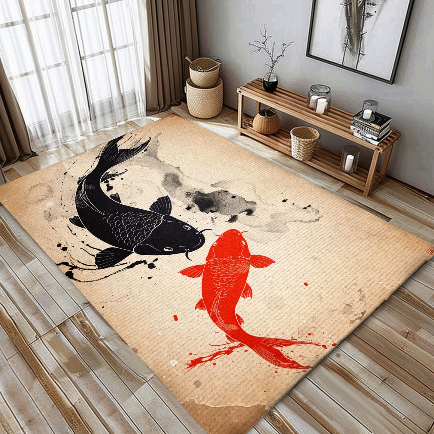 Luxurious Koi Fish Area Rug to Enhance Your Living Room or Bedroom - Thoughtful Gift for Koi Fish Enthusiasts, Koi Rugs, Koi Fish Rug Carpet for Koi Lovers Size 5x8, 4x6, 3x5, 2x3 FT Koi 65