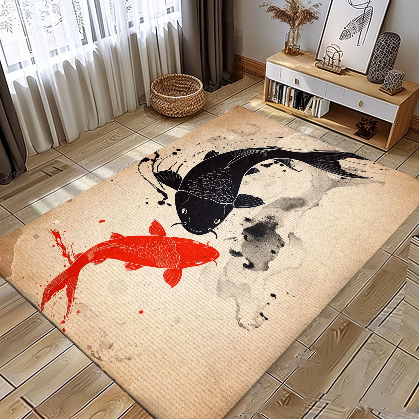 Luxurious Koi Fish Area Rug to Enhance Your Living Room or Bedroom - Thoughtful Gift for Koi Fish Enthusiasts, Koi Rugs, Koi Fish Rug Carpet for Koi Lovers Size 5x8, 4x6, 3x5, 2x3 FT Koi 65