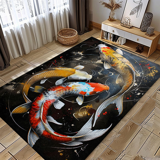 Elegant Koi Fish Area Rug for Home Decor in Living Room or Bedroom - Great Gift for Koi Fish Admirers, Koi Rugs, Koi Fish Rug Carpet for Koi Lovers Size 5x8, 4x6, 3x5, 2x3 FT Koi 63