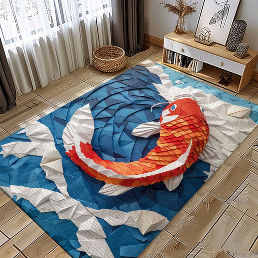 Decorative Koi Fish Area Rug for Living Room or Bedroom - Perfect Gift for Koi Fish Lovers and Decor Enthusiasts, Koi Rugs, Koi Fish Rug Carpet for Koi Lovers Size 5x8, 4x6, 3x5, 2x3 FT Koi 61