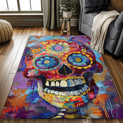 Personalized Day of the Dead Skulls Pattern Rug: Festive Vibes for Your Home Decor, Skull Rug, Area Rugs 5x8, 4x6, 3x5 Size for Living Room Bedroom Home Decorative Skull K48