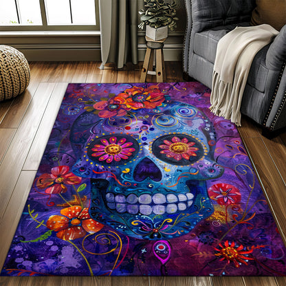 Vibrant Decor for Bedroom Living Room: Mexican Sugar Skull Area Rug, Skull Rug, Area Rugs 5x8, 4x6, 3x5 Size for Living Room Bedroom Home Decorative Skull K41