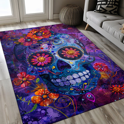 Vibrant Decor for Bedroom Living Room: Mexican Sugar Skull Area Rug, Skull Rug, Area Rugs 5x8, 4x6, 3x5 Size for Living Room Bedroom Home Decorative Skull K41